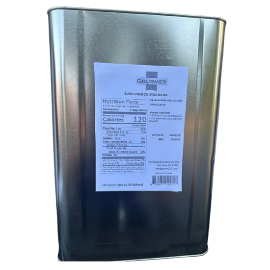 Gourmet 212 sunflover oil-Evoo blend 4.75 gallon (18 lt)