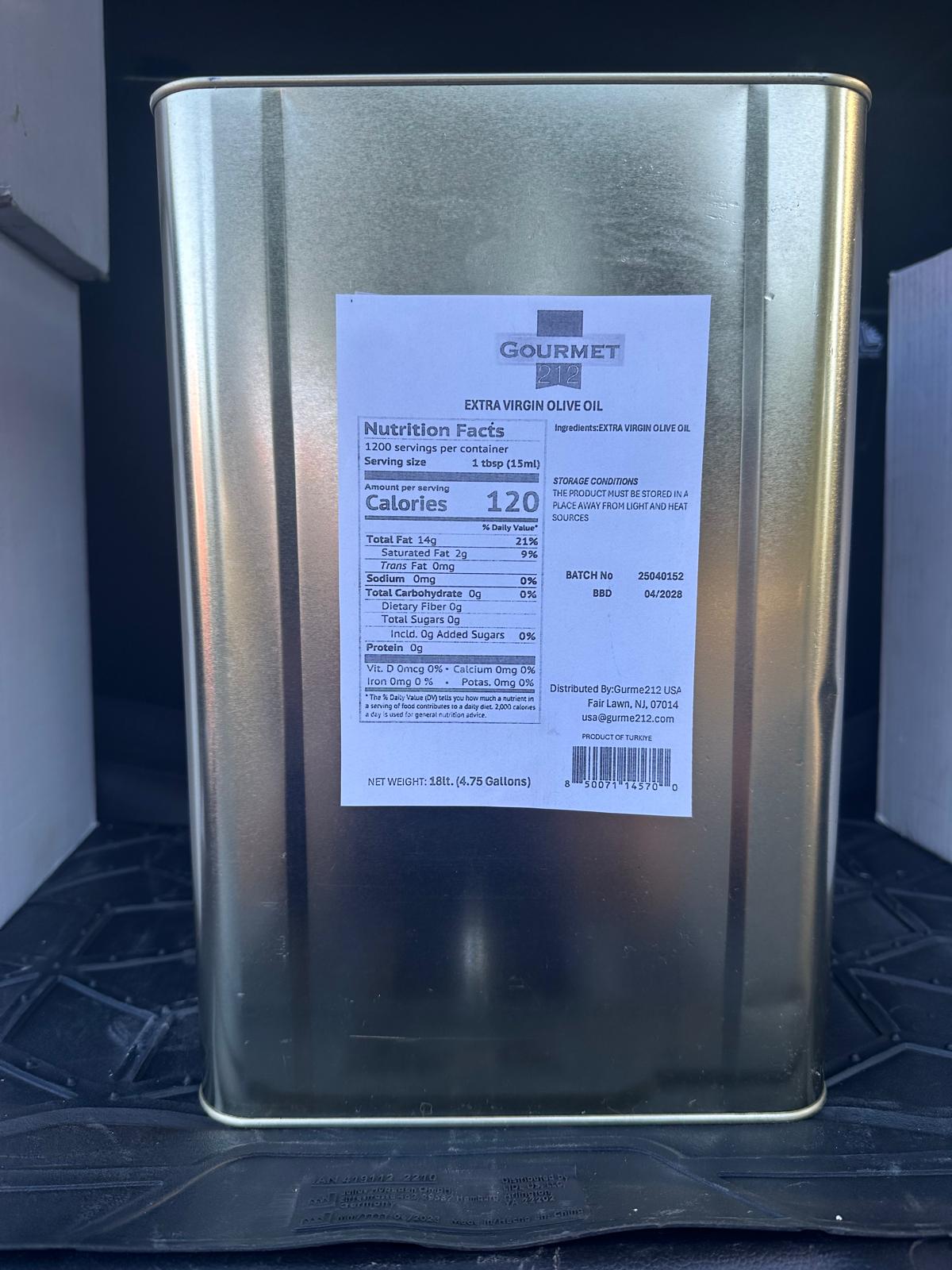 Gourmet 212 Extra Virgin Olive Oil 4.75 Gallon (18 lt)