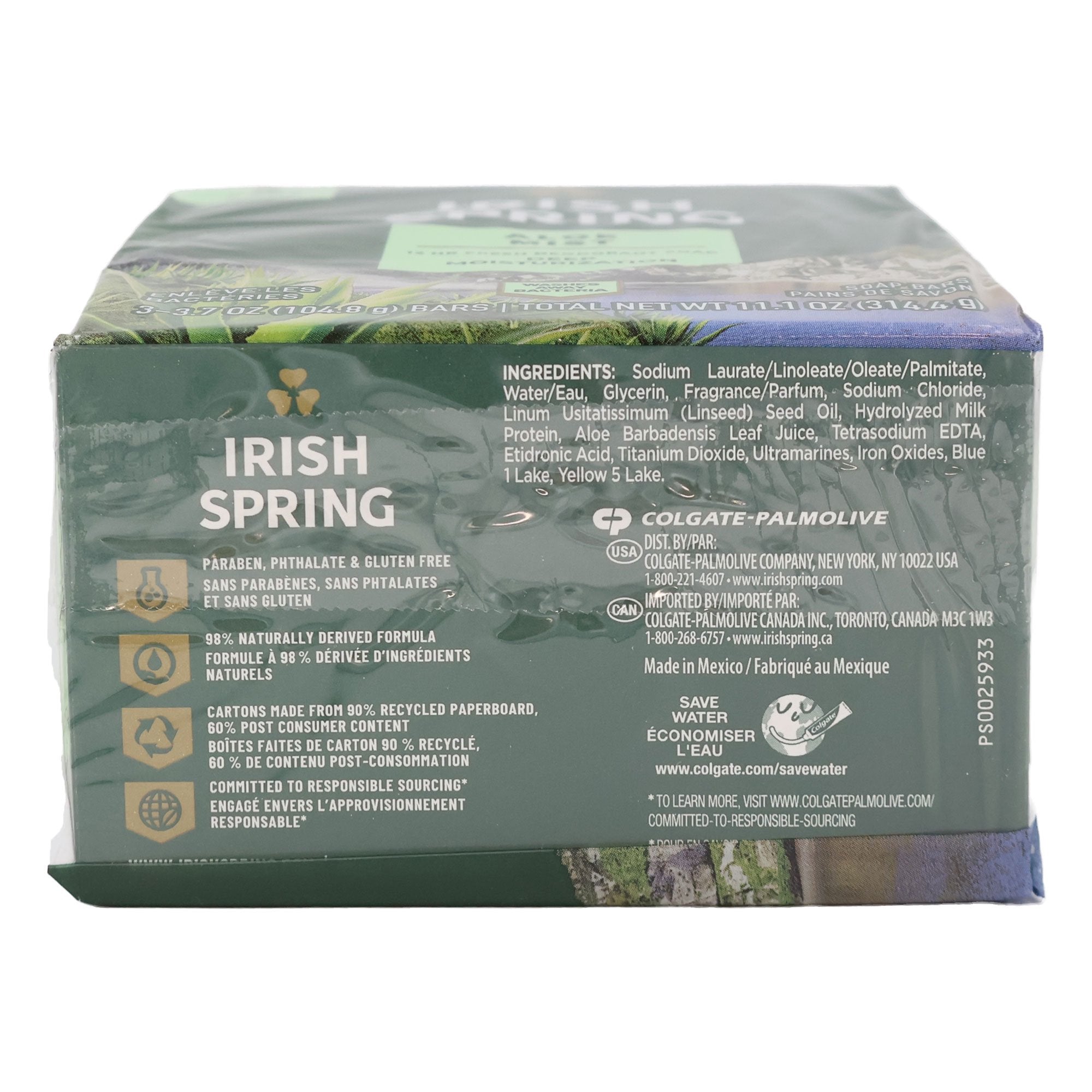 IRISH SPRING BAR SOAP ALOE VERA 3x3.75oz