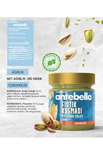 ANTEBELLA SPREADABLE PISTACHIO CREAM WITHOUT SUGAR 200gr - TULUMBA