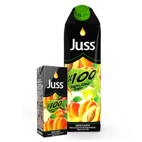 JUSS %100 APRICOT/APPLE JUICE 33.8 OZ (1000ML) (TETRA PACK)