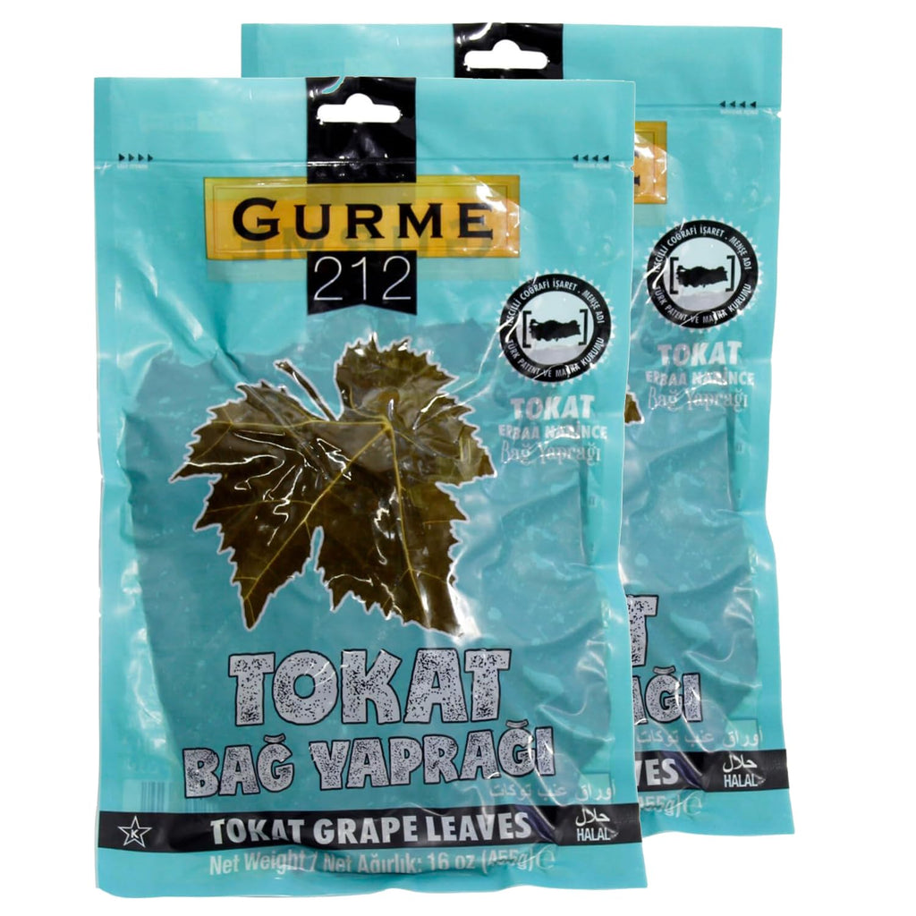 Gourmet212 Premium Turkish Grape Leaves (Leaves for Dolma) 16 oz/455g (Tokat, 2-pack)