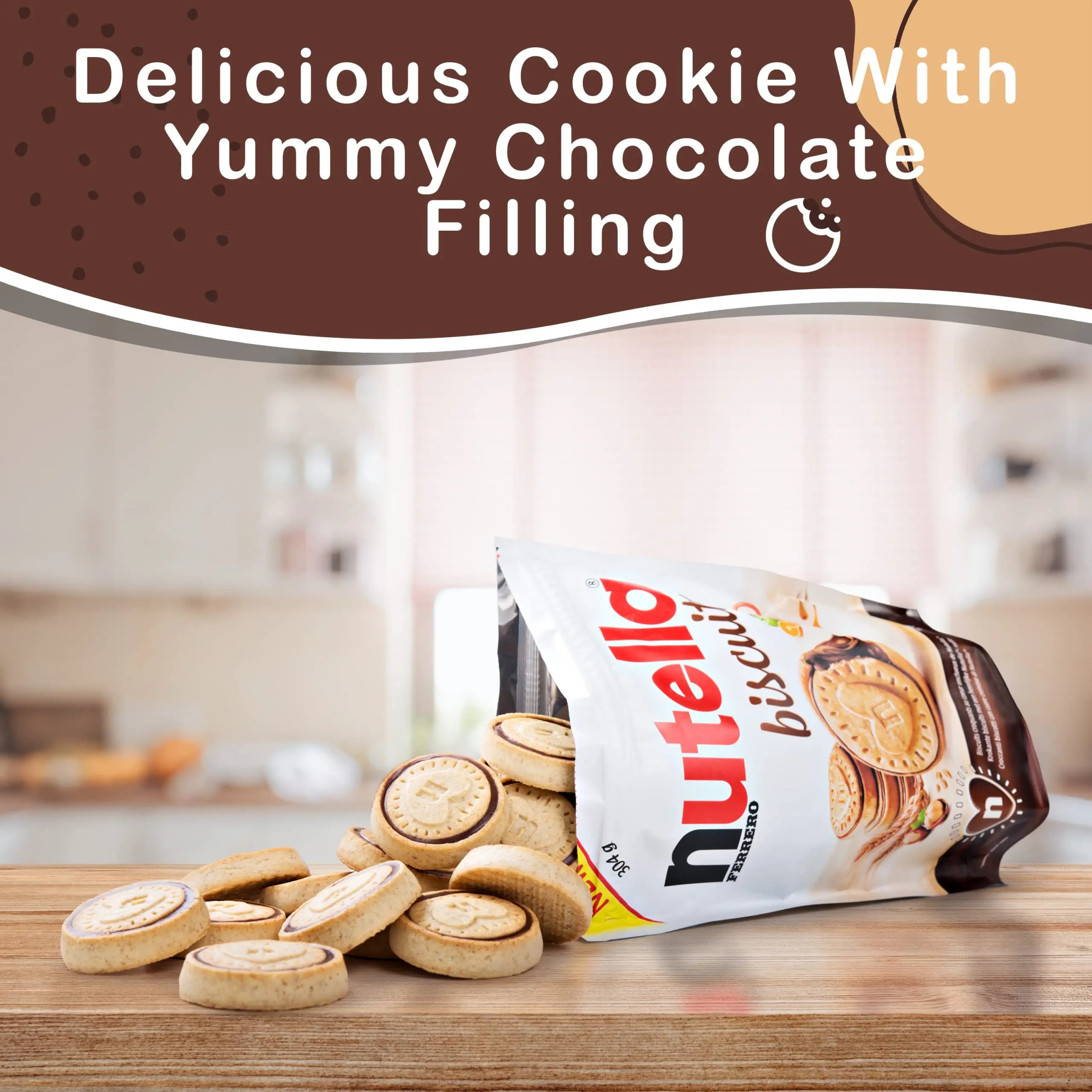 Nutella Biscuits – Crunchy Cookies Filled with Creamy Nutella, 304g