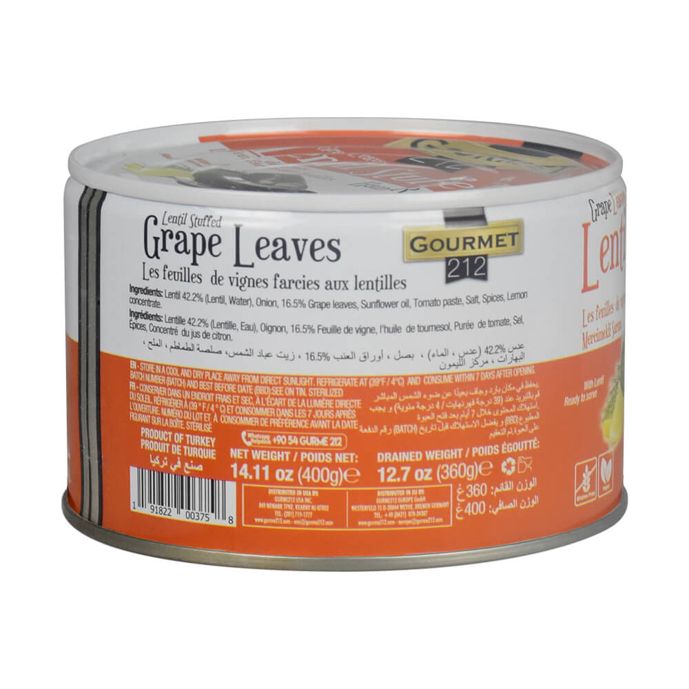 Lentil Stuffed Grape Leaves 14.11oz (12 Pack)